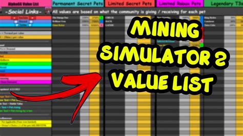 Mining Battle Simulator is a Roblox clicker-style experience in which players can battle against NPCs in exciting mining races. . Mining sim 2 value list